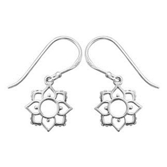 Flower Dangle Earring with Sterling Silver Beading and Openwork