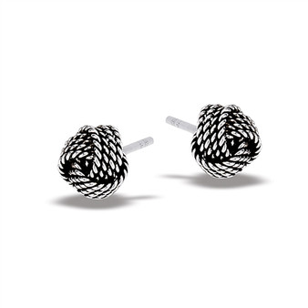6 mm Oxidized Rope Knot Stud Earring