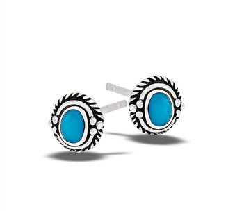 Braided Stud Earring With Synthetic Turquoise