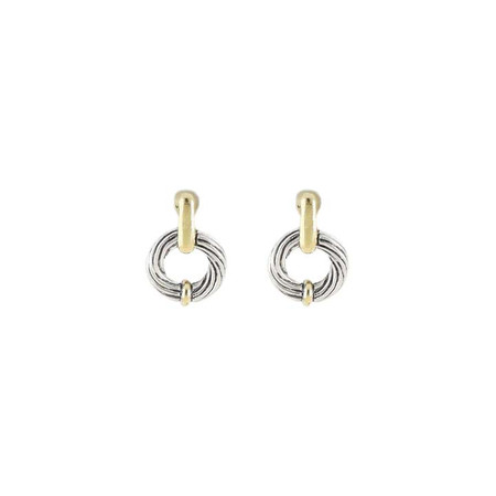 Cordão Circle Door knocker Post Two Tone Earring