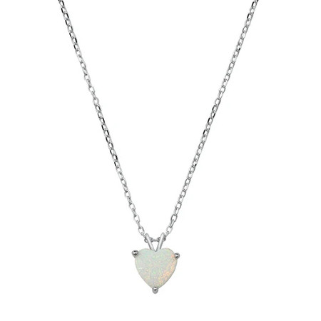 Heart Stone Pendant Necklace - White Opal