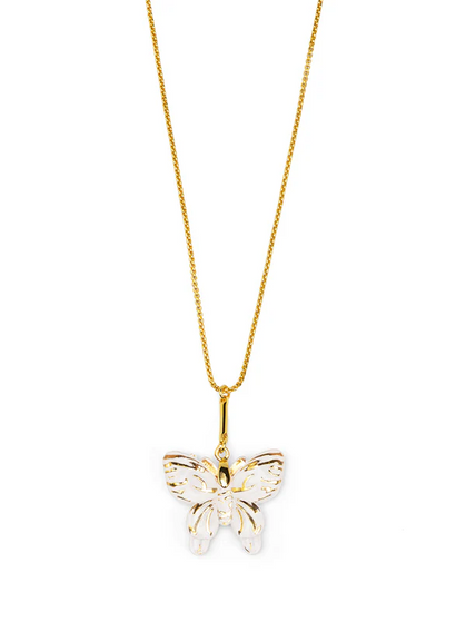 Cayce Butterfly Pendent Short Neckace - White