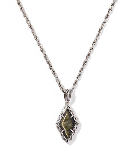 Adeline Short Pendant Necklace in Vintage Silver
