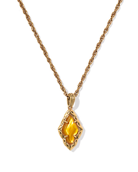 Adeline Short Pendant Necklace in Vintage Gold