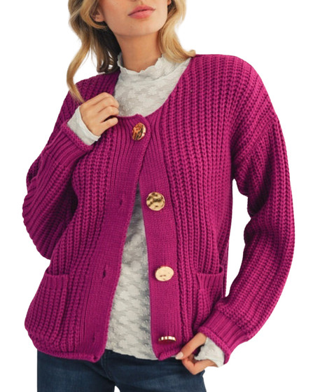 Statement Button Cozy Cardigan