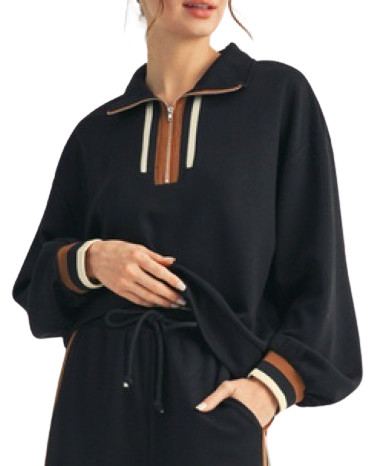 Half-Zip Pullover with Contrast Trim