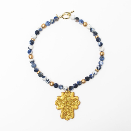 Cherrie Cross Necklace – Blue Sodalite Cherrie Cross Necklace – Blue Sodalite