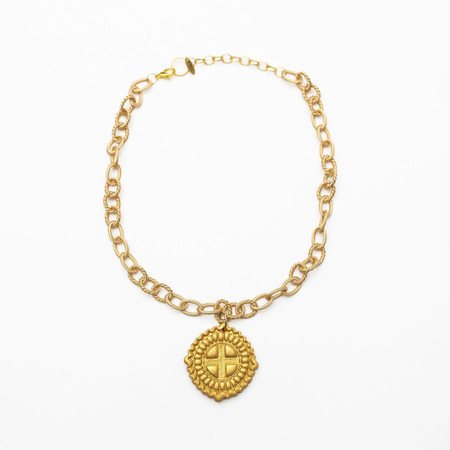 Gold Cable Chain Necklace with Annette Cross Pendant