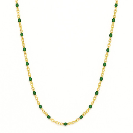 Evie Green Dainty Enamel Beaded Necklace
