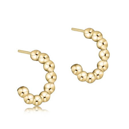 Beaded Classic Post Hoop Earrings - 4mm Gold