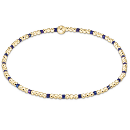 E Girl Hope Sincerity Pattern 2mm Beaded Bracelet - Blue Metallic