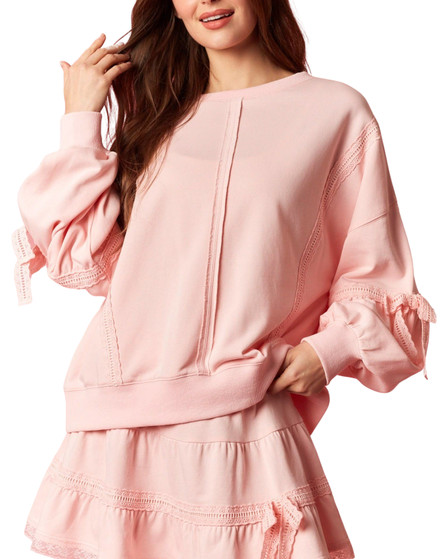 Soft Lace-Detail Bow Top