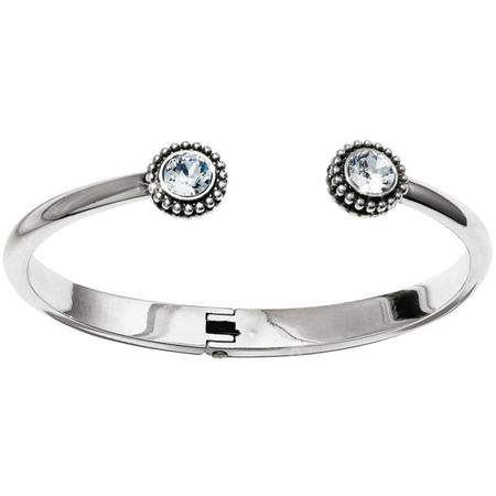 Twinkle Open Hinged Bangle Bracelet - Silver CZ