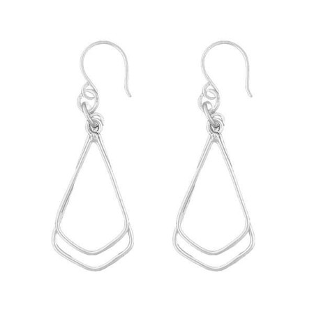 Modern Double Teardrop Silver Drop Earrings