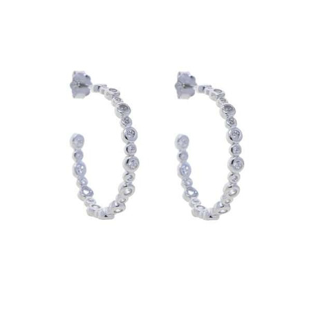 Sterling Silver CZ Inside-Out Hoop Earrings