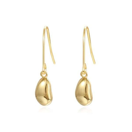 Polished Organic Teardrop Drop Earrings - Gold