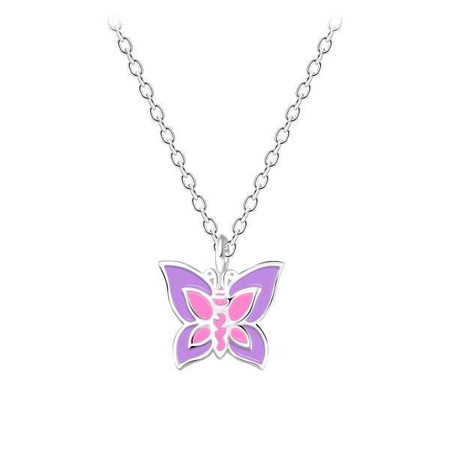 Pastel Butterfly Enamel Pendant Necklace – Sterling Silver