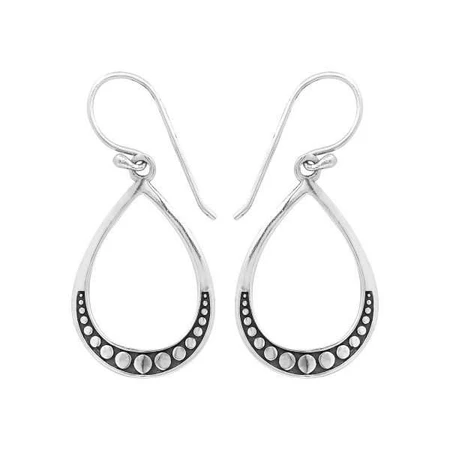 Sterling Silver Teardrop Bali Dot Detail Earrings