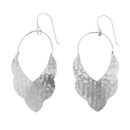Hammered Silver Statement Drop Earrings