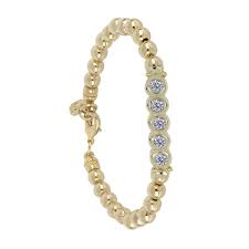 Beaded Collection 5 Stone Cz Bracelet - Gold