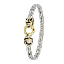 Antiqua Collection Gold Circle Double Wire Bracelet - Two Tone