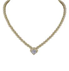 Beaded Collection Cz Single Strand Necklace - Gold