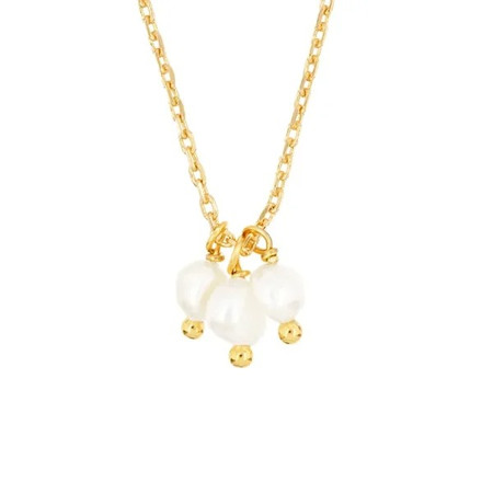 Mini Pearl Cluster Charm Necklace – Gold