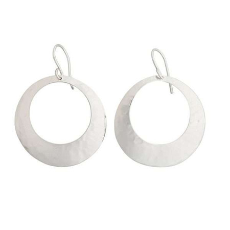 Hammered Silver Disc Drop Earrings