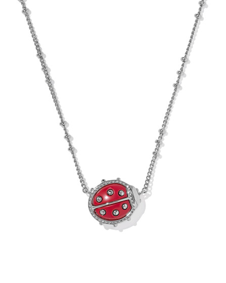 Ladybug Short Pendant Necklace in Silver