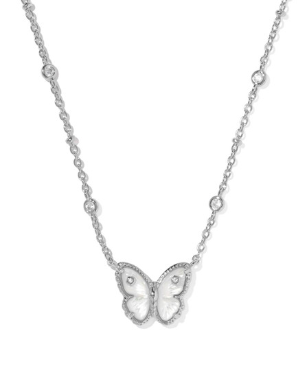 Cailey Butterfly Short Pendant Necklace in Silver