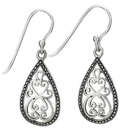 Open Scroll Teardrop Dangle Earrings