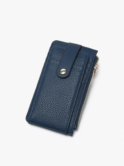 Slim Pebbled Leather Card Holder Mae Wallet