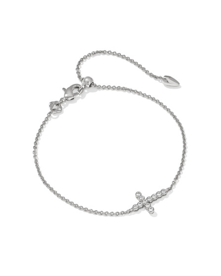 Cross Crystal Delicate Chain Bracelet in Silver