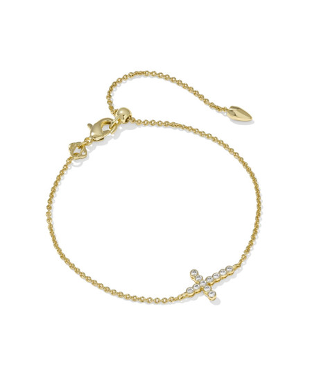 Cross Crystal Delicate Chain Bracelet in Gold