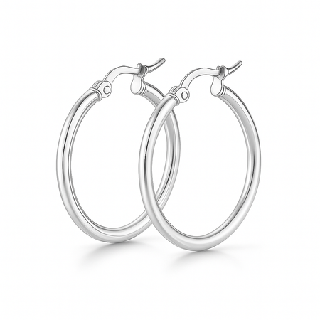 Laurette Medium Hoop Earrings in Silver