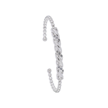 Desejo Beaded Twisted Crystal Cuff Bracelet – Silver