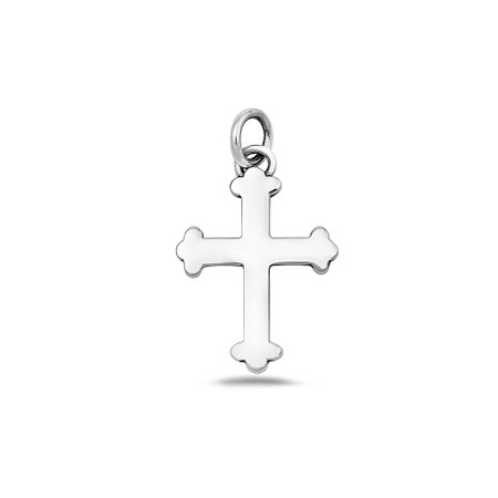Silver Rounded Edge Cross Budding Cross Pendant