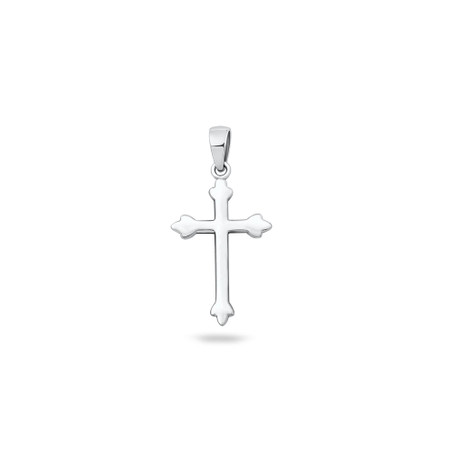 Sterling Silver Small Budding Ornate Cross Pendant