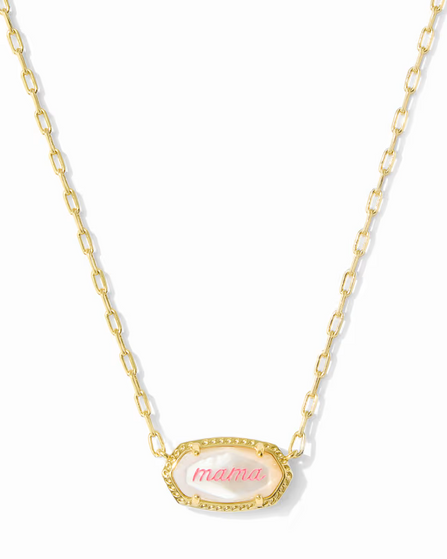 Elisa Mama Script Short Pendant Necklace - Gold IMOP