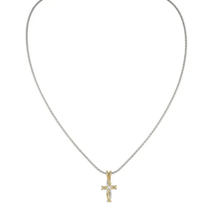 Celebration Twist Cross Necklace - Two Tone