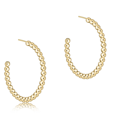 Beaded Classic Post Hoop Earrings 3mm - Gold