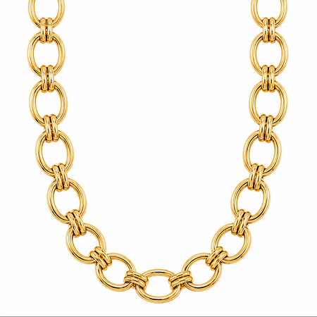Ruby Oval Chain Necklace - Gold