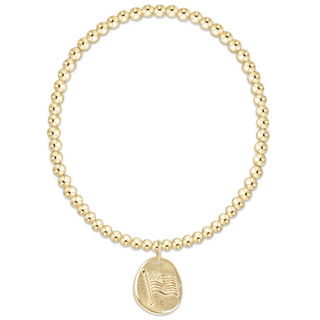 Inspire America Gold Disc 3mm Beaded Bracelet