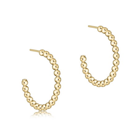 Beaded Classic 1" Post Hoop Earrings - 2mm Gold
