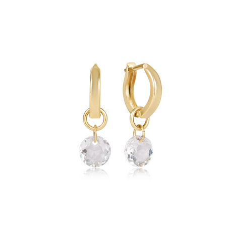 Reflection Charm Huggie Hoop Earrings - April