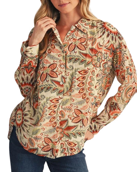Paisley Floral Button-Down Blouse