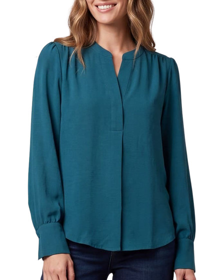 Long Sleeve Split Neck Blouse