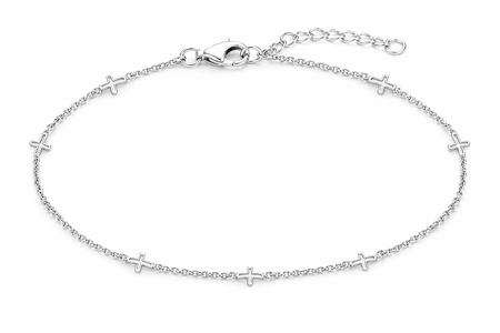 Sterling Silver Open Cross Station Bracelet