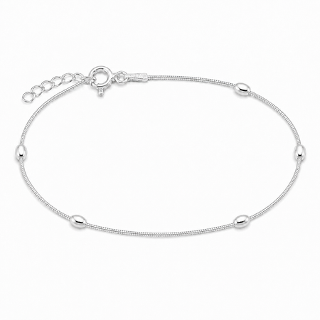 Sterling Silver Beaded Snake Chain Bracelet