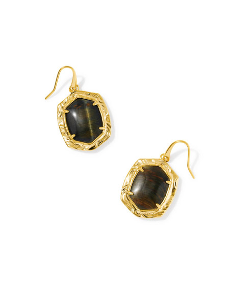 Tiger Striped Daphne Drop Earrings in Gold